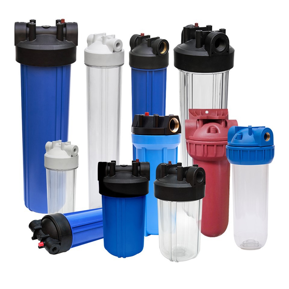 Čiré a modré pouzdro filtru voda